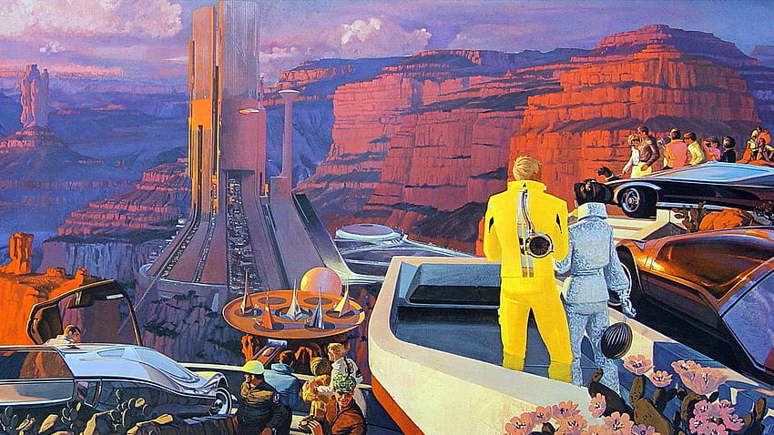 Vision future rétro du désert de l'Arizona par John Berkey et Syd, Retrofuturism Fond d'écran HD