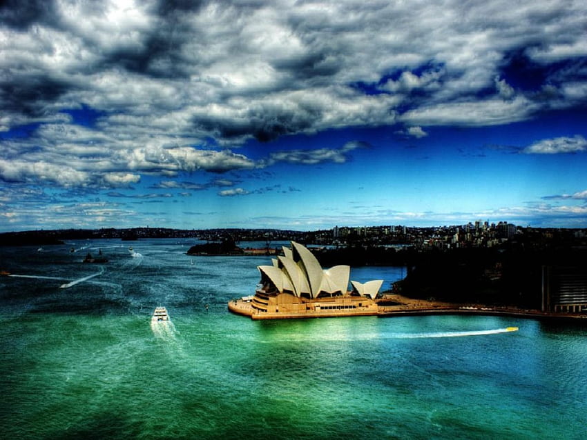 シドニー港とオペラハウス、ハーバー、シドニー、オペラハウス 高画質の壁紙