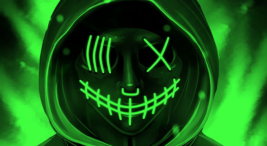 Cyberpunk Yeşil Neon Maske Sesli Duyarlı - çeşitli canlı [ ] HD duvar kağıdı