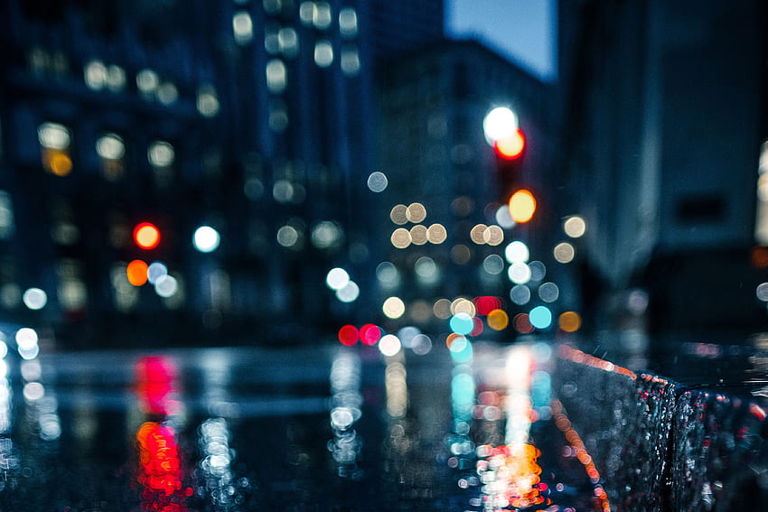 City Rain Blur Bokeh Effect Laptop Full , , Background и, Urban Rain HD тапет