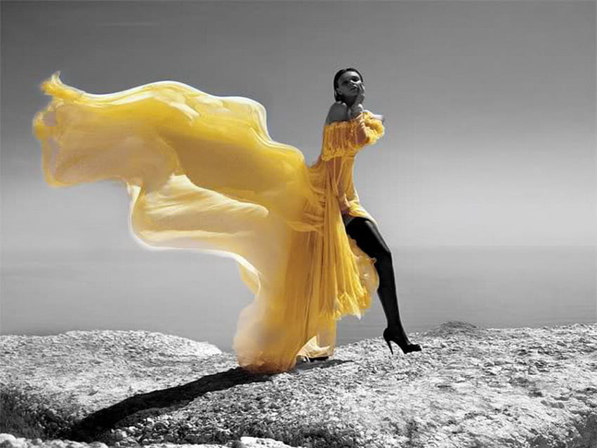 I want to walk in the open wind, fashion, breeze, dress, yellow HD wallpaper  | Pxfuel