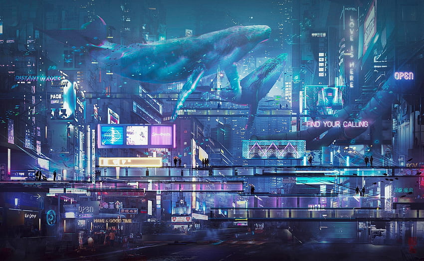 Sci-Fi-Stadt, Fi, Stadt, Sci, Zukunft HD-Hintergrundbild