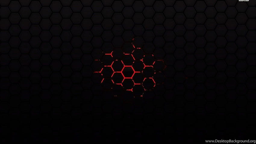 สีแดงบนรูปแบบรังผึ้งสีดำนามธรรม . พื้นหลัง วอลล์เปเปอร์ HD