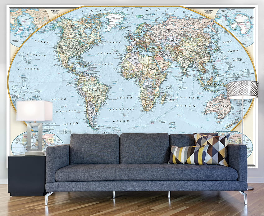 National Geographic World Map Wall Mural 125th Anniversary. Etsy New Zealand HD wallpaper