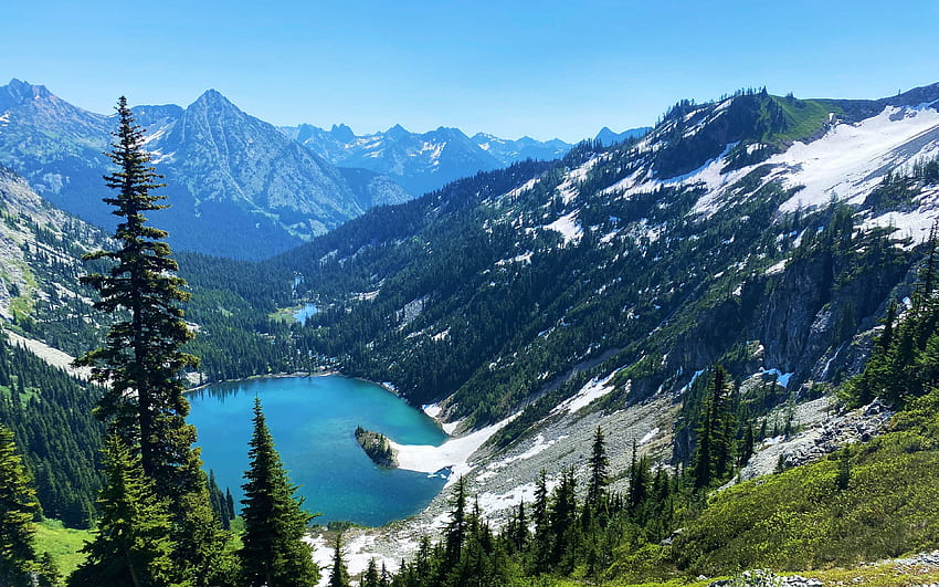 Parc national des North Cascades, Stehekin, Washington, paysage, arbres, ciel, lac, états-unis Fond d'écran HD