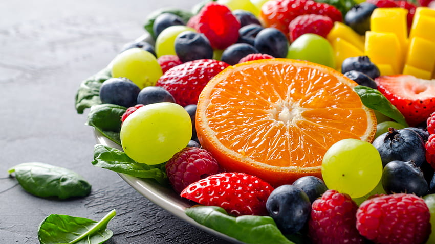 Fruits, Salad, Berries, Grapes, Fresh, - Fruits - HD wallpaper | Pxfuel