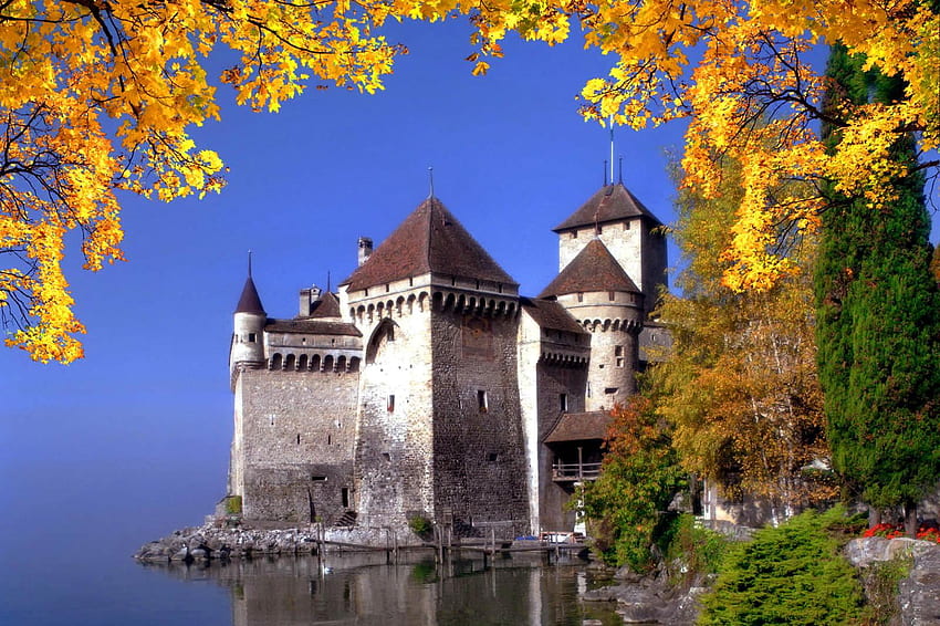 Chateau De Chillon Montreux Suisse, Suisse Automne Fond d'écran HD