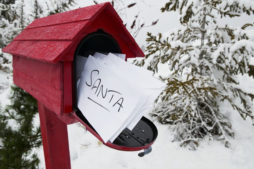 Touching Letter For Santa, cold season, winter, merry christmas, letters, celebration, love, snow, red mailbox, nature, forever, santa HD wallpaper