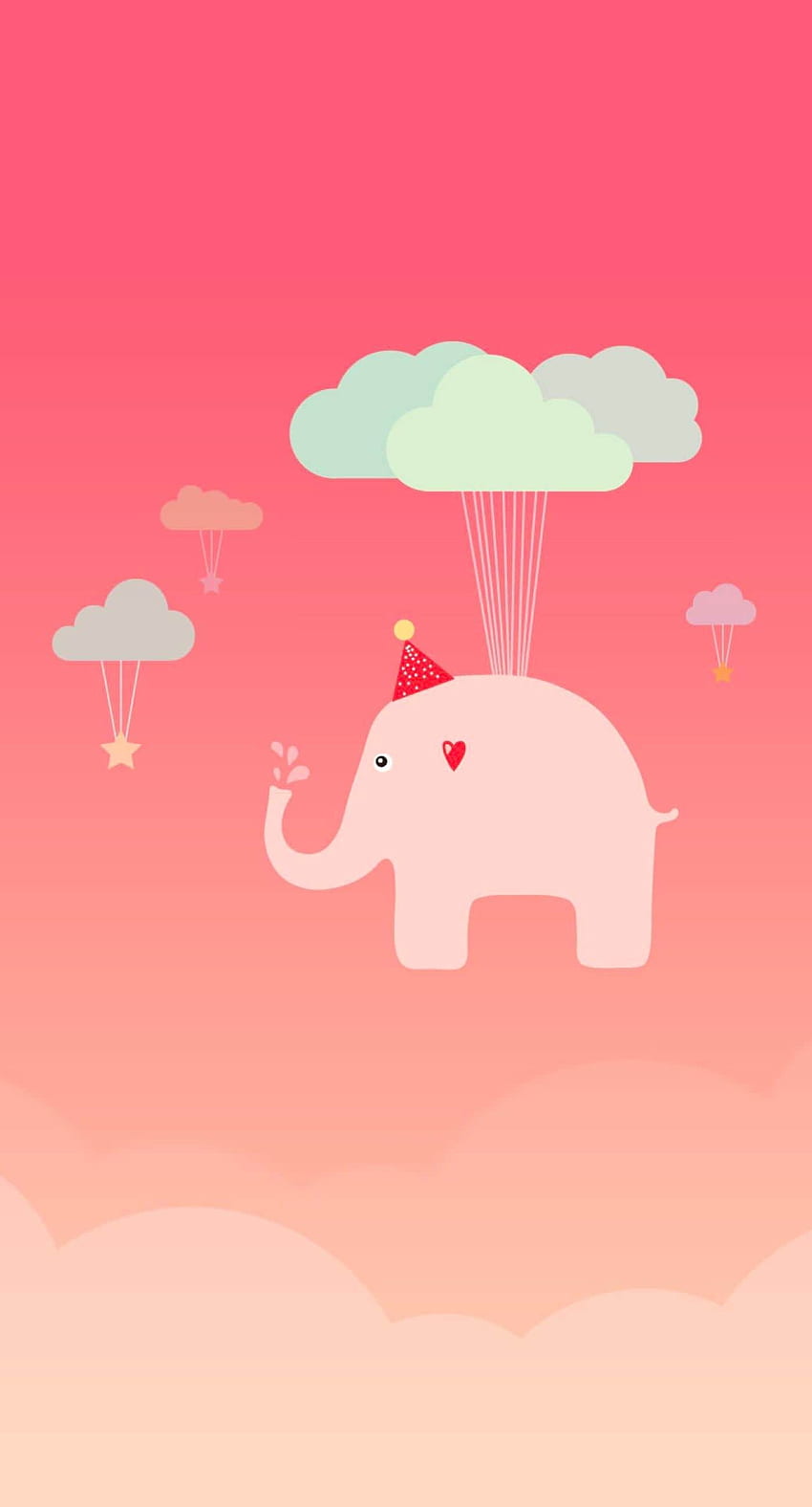 Śliczny brzoskwiniowy ilustracyjny słoń. .sc iPhone8Plus Tapeta na telefon HD
