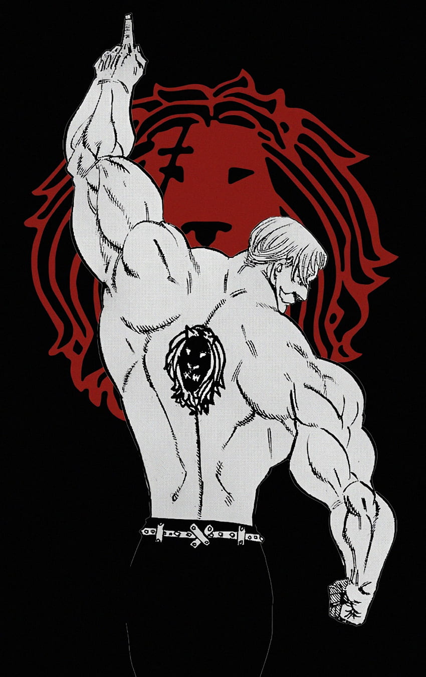 Black and white, Escanor, minimal, art, The Seven Deadly Sins , , iPhone 5, iPhone 5S, iPhone 5C, iPod Touch, Escanor HD phone wallpaper