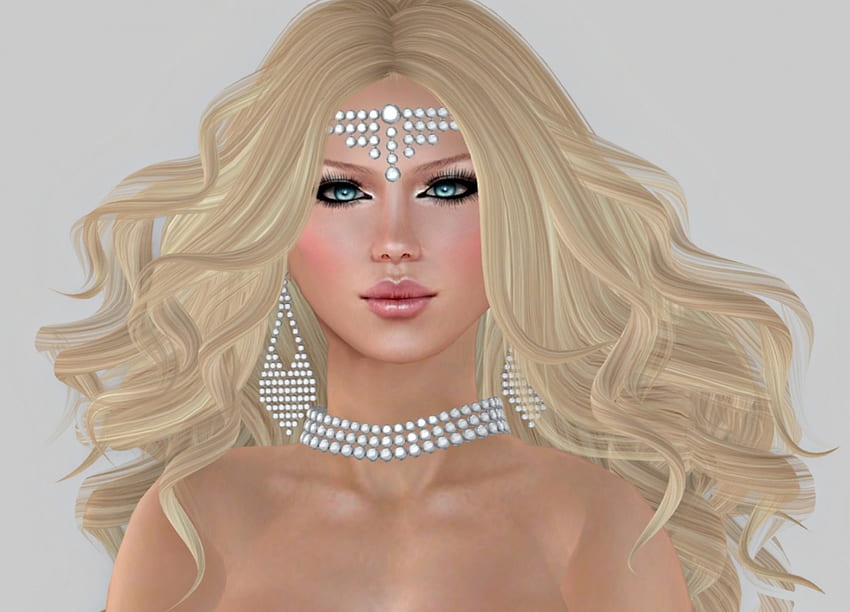 Aphrodite, jewel, rendering, blonde, fantasy, girl, woman HD wallpaper