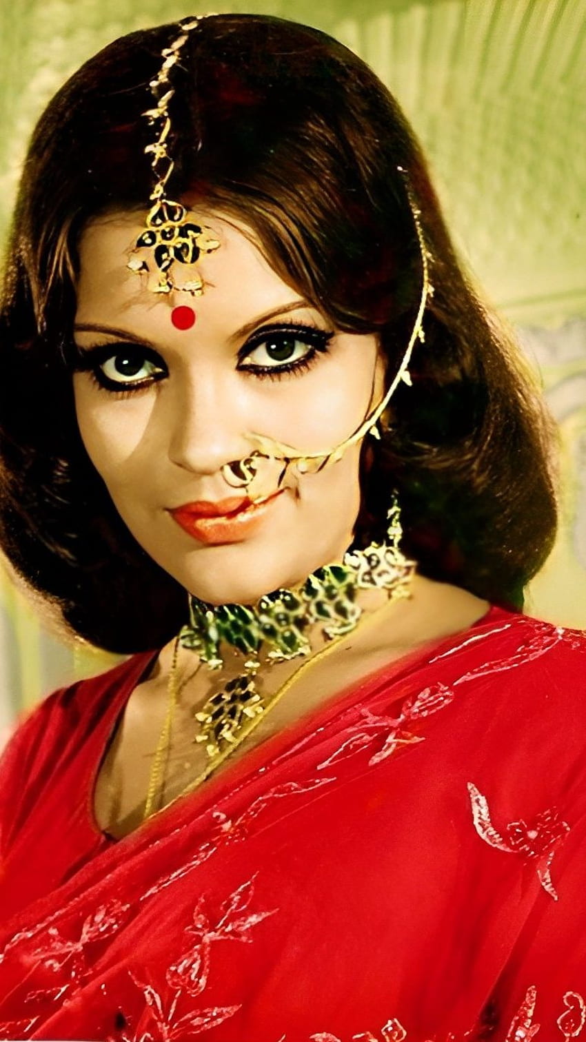 Zeenat Aman, bollywood actress, saree beauty, vintage HD phone wallpaper