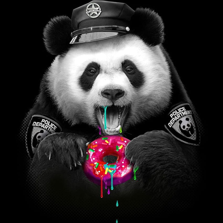DONUT COP. Panda art, Panda, Cute panda, Animals Eating Donuts HD phone wallpaper