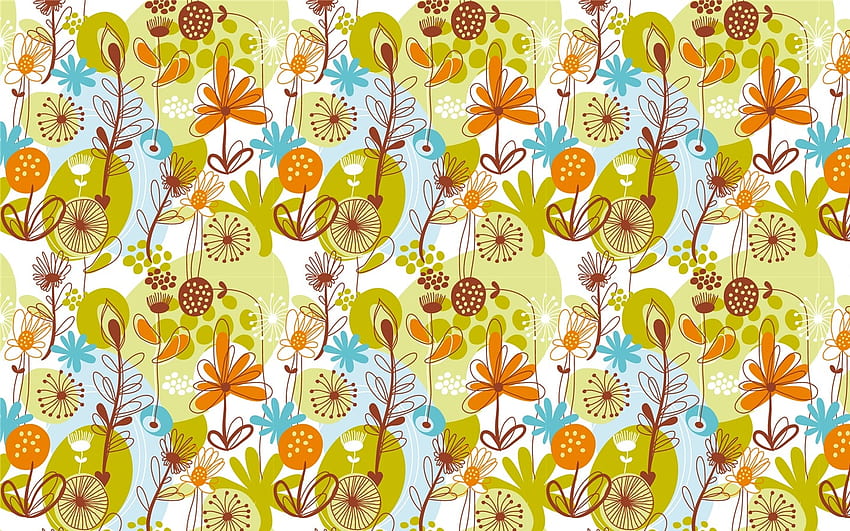 Summer Meadow Pattern, sich wiederholend, Vektor, Wiese, Blumen, Muster HD-Hintergrundbild