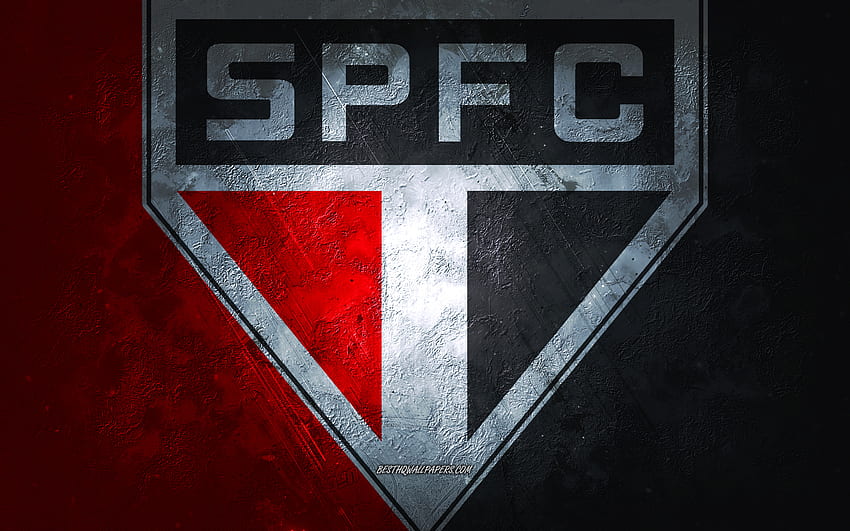 Sao Paulo FC, equipo de fútbol brasileño, rojo, logotipo de Sao Paulo FC, arte grunge, Serie A, Brasil, fútbol, ​​emblema de Sao Paulo FC fondo de pantalla