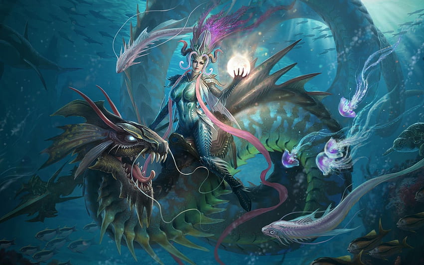 Underwater Fantasy Dragon Girl สาวมังกรแฟนตาซีใต้น้ำ is an post in our imag. มังกรแฟนตาซี สาวแฟนตาซี วาดการ์ตูน มังกรน้ำน่ารัก วอลล์เปเปอร์ HD