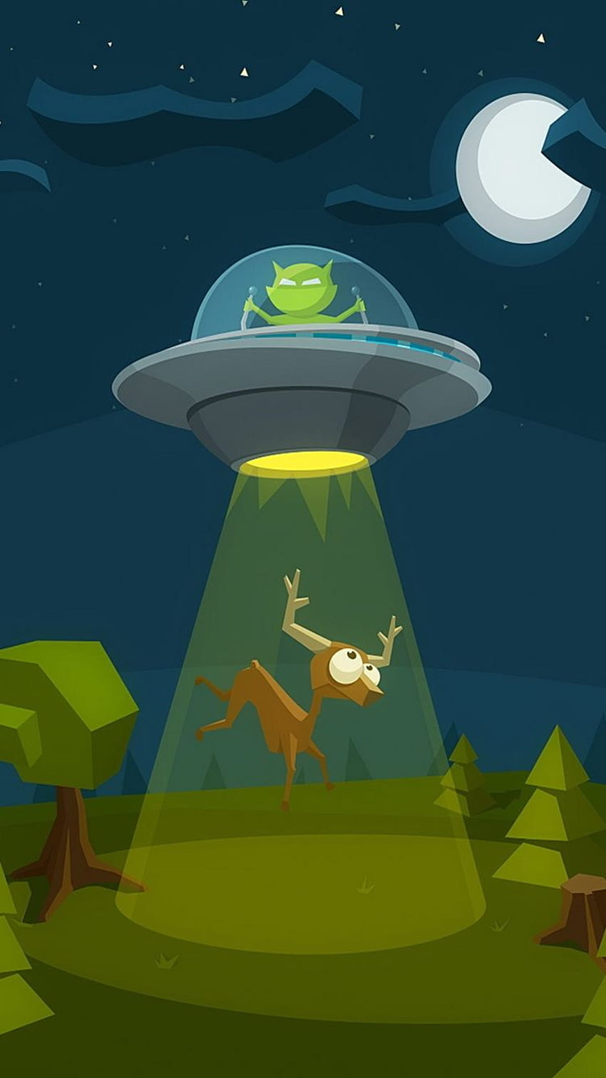 Cartoon ET Flying Saucer Deer for Phones HD phone wallpaper