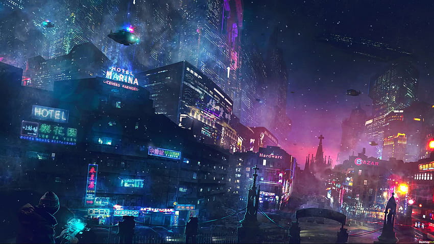 Cyberpunk City Live, cidade chinesa futurista papel de parede HD