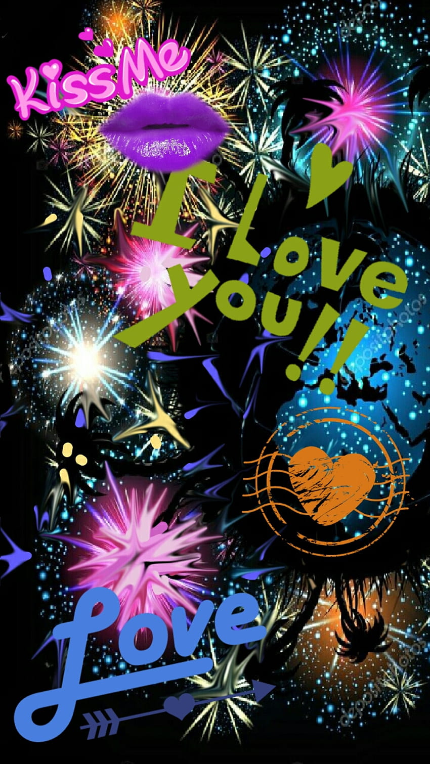 I love you, kiss, colorful, heart HD phone wallpaper | Pxfuel