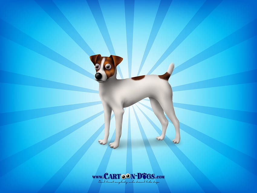 Jack Russell Terrier, azul, animal, cachorro, desenho animado, branco, cartaz, caine papel de parede HD