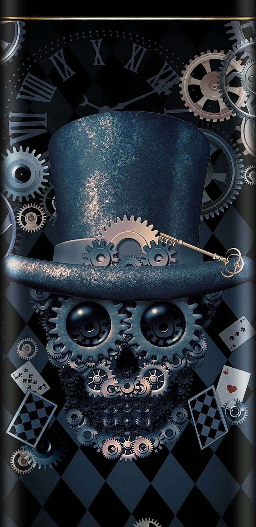 iphoneandroid. Steampunk , Calavera , Reloj , Móvil Steampunk fondo de pantalla del teléfono