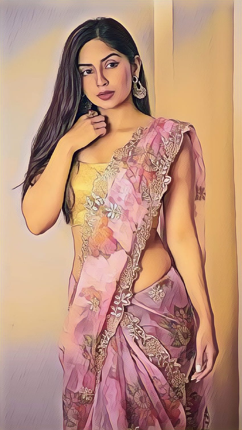 Kashmira 145, Beauty, Kashmira pardeshi, actress, art, painting, drawing HD phone wallpaper