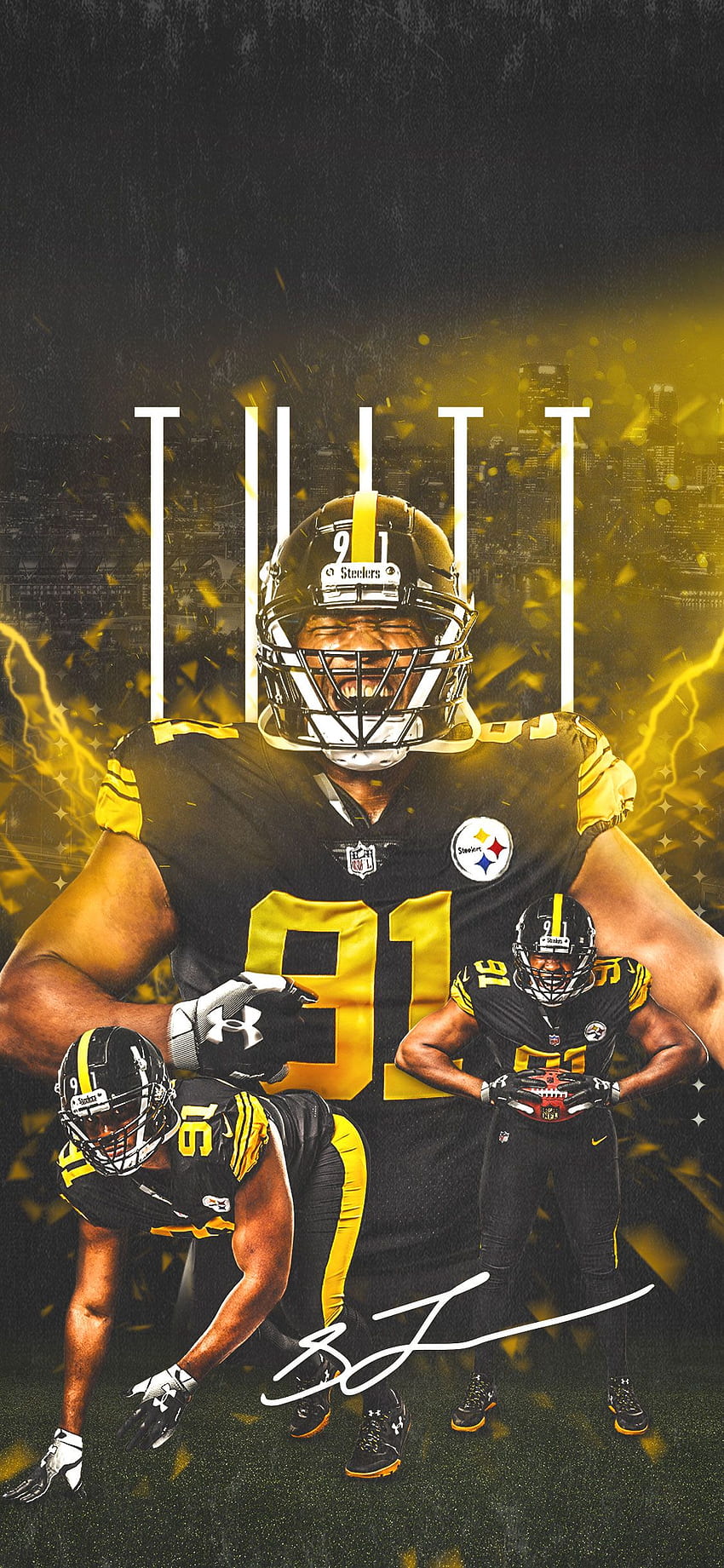 Hintergrund für Videokonferenzen der Pittsburgh Steelers. Pittsburgh Steelers, cooler Fußballspieler HD-Handy-Hintergrundbild