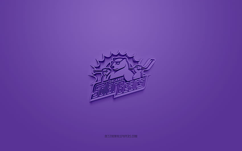 Orlando Solar Bears, creative 3D logo, purple background, ECHL, 3d emblem, American Hockey Club, Florida, USA, 3d art, hockey, Orlando Solar Bears 3d logo HD wallpaper