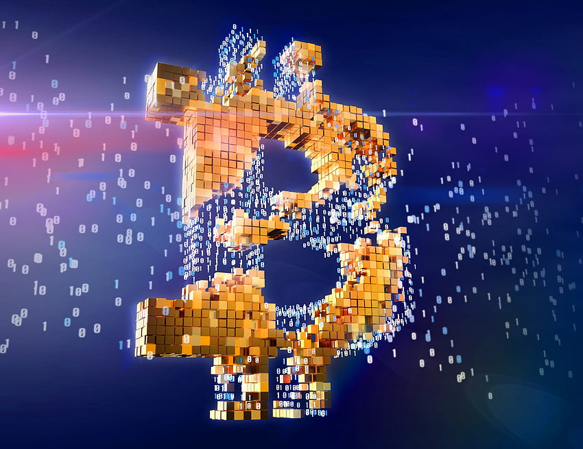 Bitcoin, cubes, binaries HD wallpaper