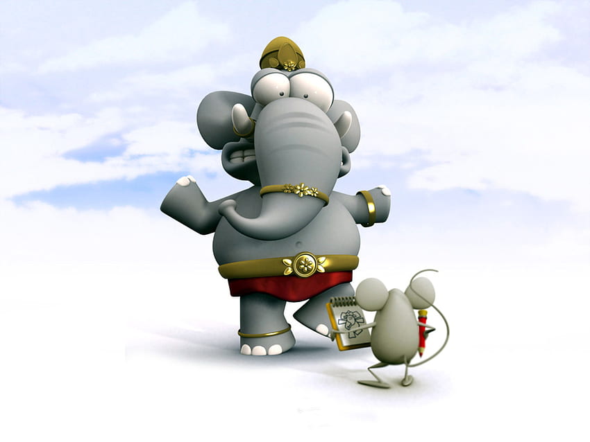 fresco elefante, cartone animato, 3d, elefante Sfondo HD