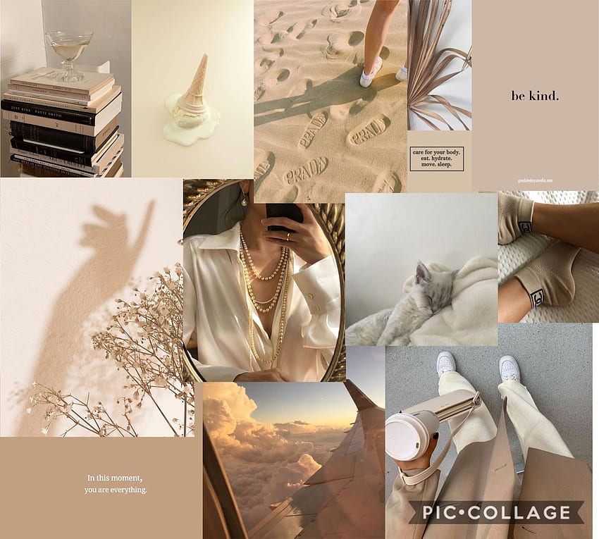cream collage☕️. , Cream, iPad, Beige Aesthetic Collage HD wallpaper