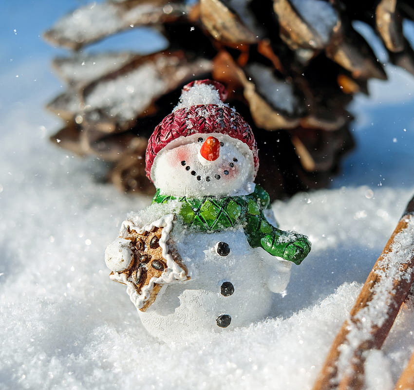 Hiver, bonhomme de neige, drôle, vacances, Noël Fond d'écran HD