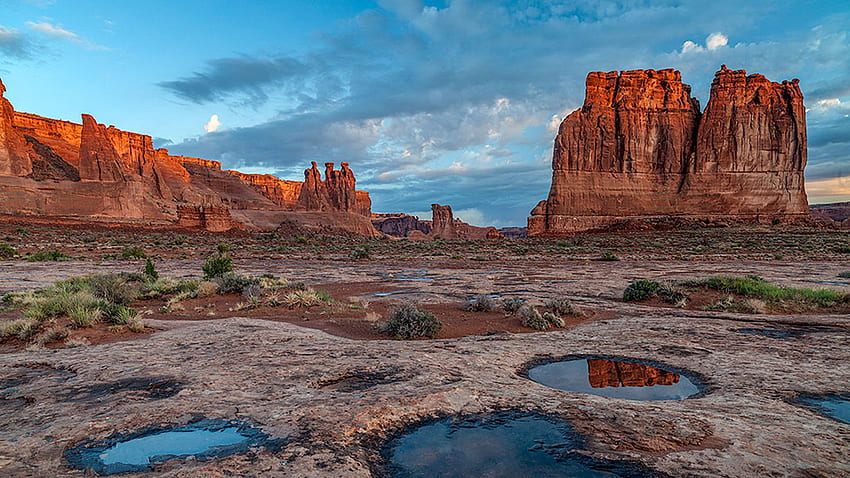 Red Rock Courthouse Towers Desert Area Arches National Park Юта HD тапет