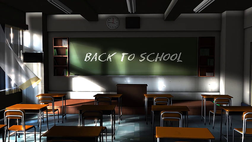 Download Empty Anime Classroom Wallpaper