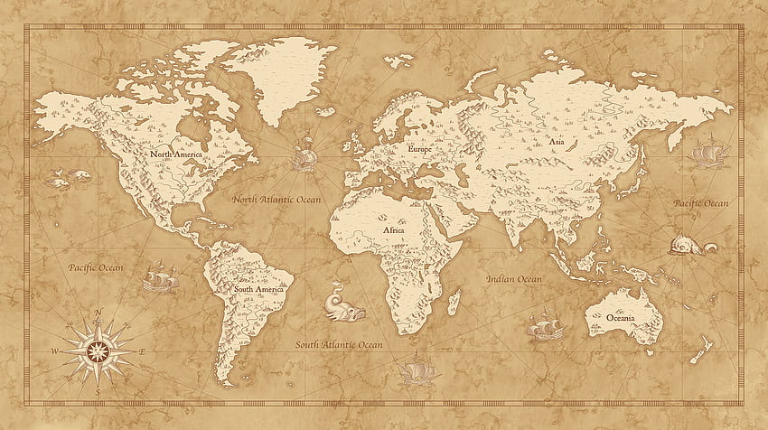 ビンテージ世界地図、ワールドアトラス 高画質の壁紙