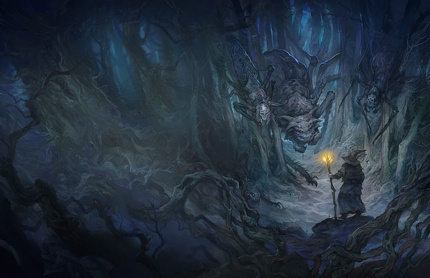 Lord of the Rings cave Gandalf art fantasy lotr potwór potwory, Dark Lord Tapeta HD