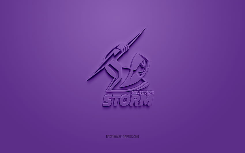 Melbourne Storm, logo 3D créatif, fond violet, Ligue nationale de rugby, emblème 3d, NRL, Ligue australienne de rugby, Melbourne, Australie, art 3d, rugby, logo 3d de Melbourne Storm Fond d'écran HD