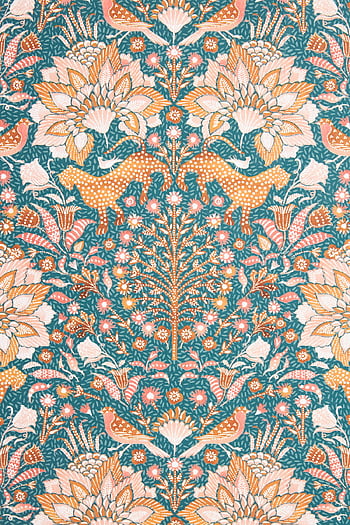 Emilie Wallpaper For Anthropology UB0109 49.5 sq ft Orange Floral 18