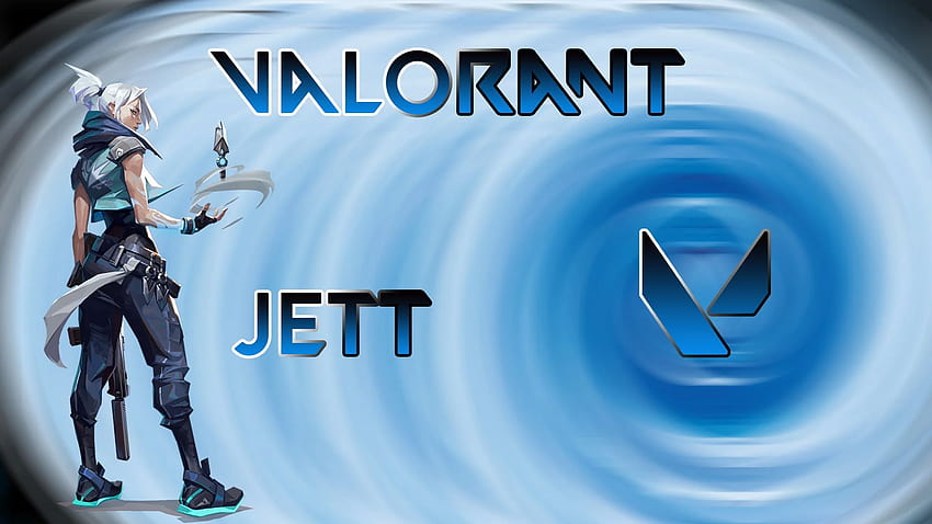 Download Valorant Computer Jett Blue Background Wallpaper