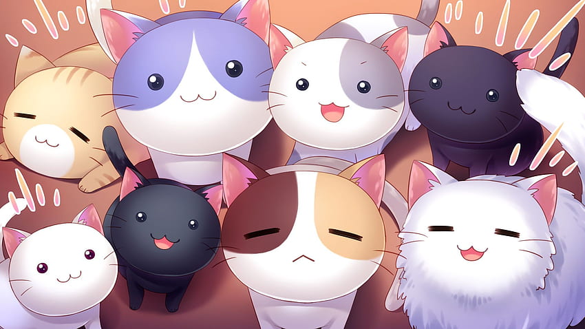 Cute Anime Cat Background HQ, Kawaii Anime Sfondo HD