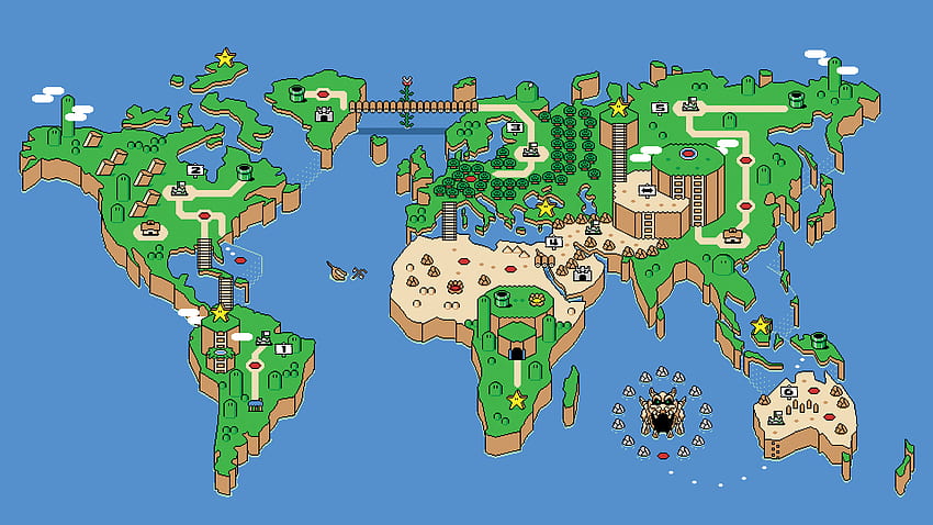루이지 마리오 NES 픽셀 아트 레트로 게임 슈퍼 월드 비디오 맵 HD 월페이퍼