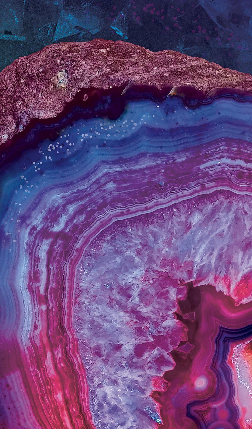 Pola Batu Akik Marmer Kristal Geode Mineral dengan Stiker Merah Muda dan Biru oleh Kelsorian. Latar belakang kristal, Ungu, Seni dinding ungu, Batu Kristal wallpaper ponsel HD