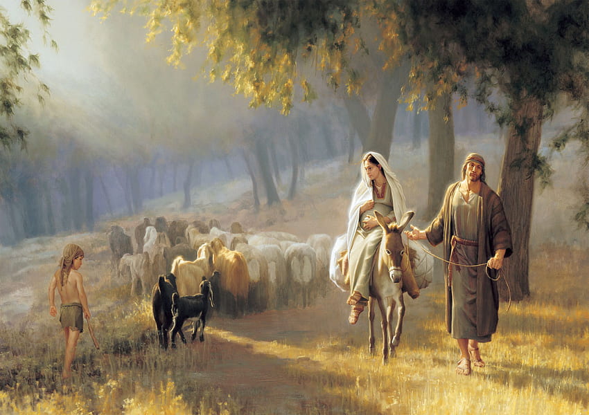 The Road to Bethlehem, Nativity Painting HD wallpaper