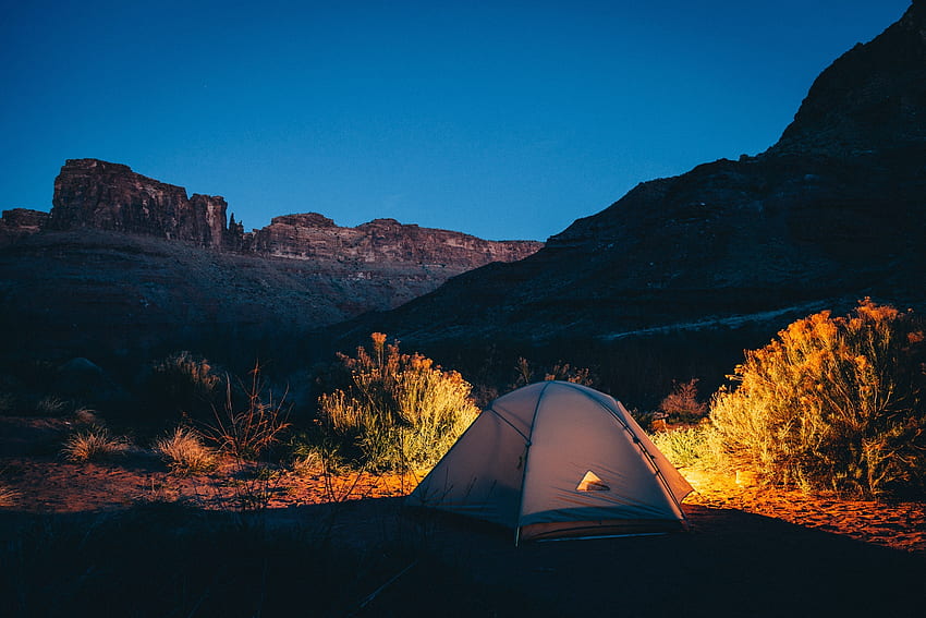 Natura, tramonto, montagne, tenda, campeggio, campeggio Sfondo HD