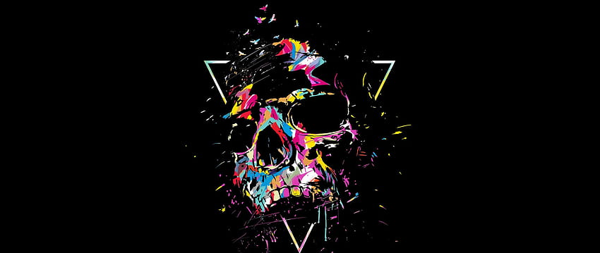 Skull, Multi Color, Sketch Art , , Dual Wide, , 2560 X 1080 Skull HD wallpaper