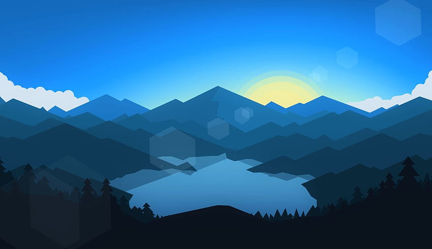 Forest Mountains Sunset Cool Weather Minimalism Laptop , Minimalist , , and Background, Chill HD wallpaper