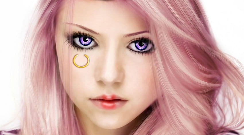 Jewelry Bonney, uma peça, fundo branco, menina, cabelo rosa, olhos roxos, jóias Bonney, anime, rosto, realista, fêmea, Bonney papel de parede HD