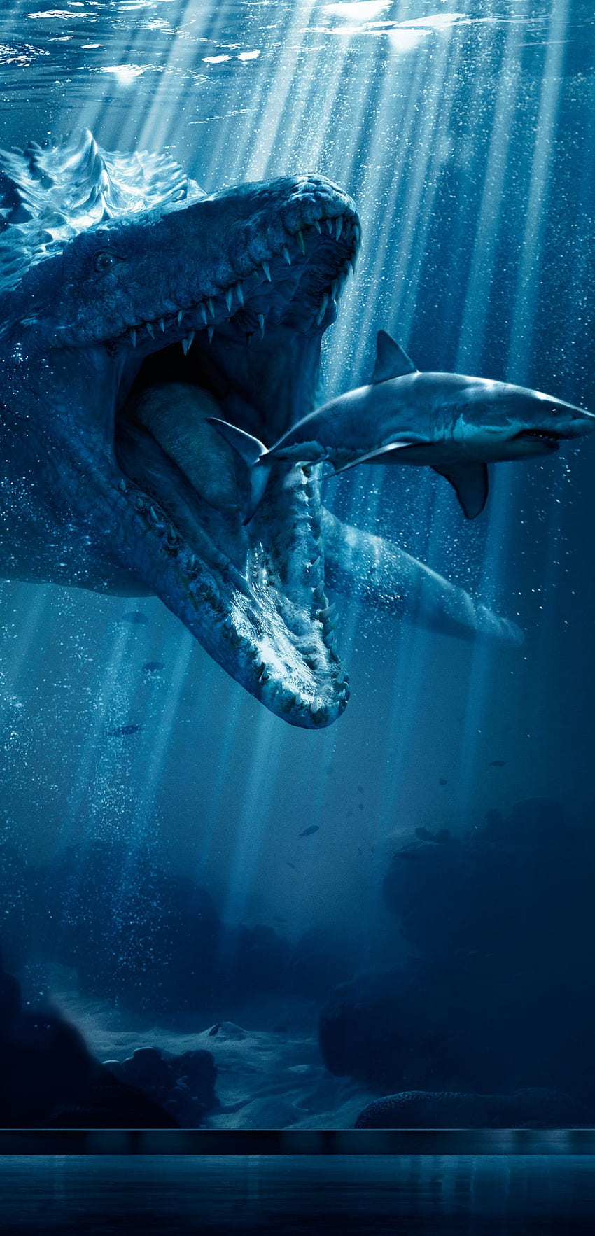 โปสเตอร์ Mosasaurus Shark Snack จาก Jurassic World 2018 วอลล์เปเปอร์โทรศัพท์ HD