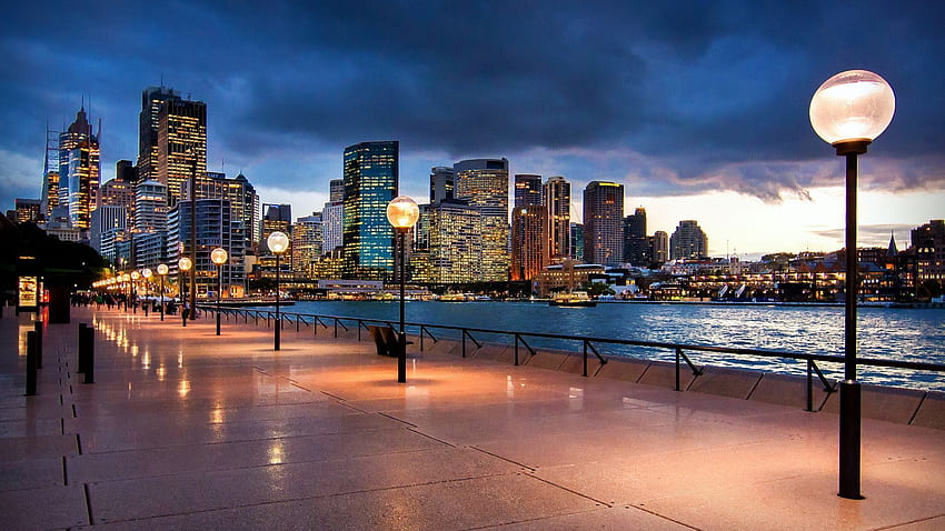 Circular Quay Sydney Street View. Кей Сидни, град Сидни, изглед HD тапет