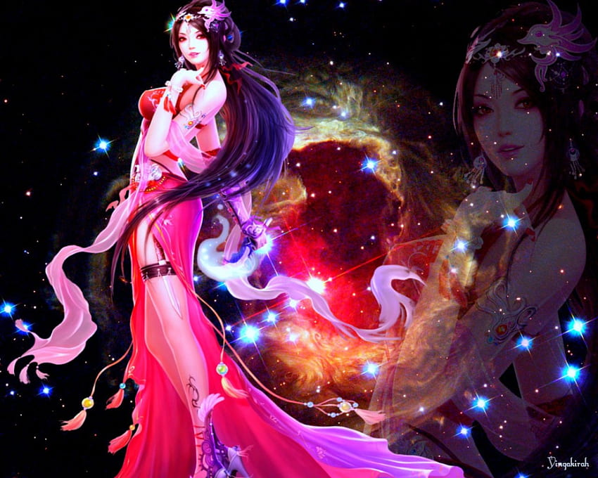 Fantasy girl, space, fantasy, art, woman HD wallpaper